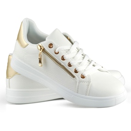 Deportivas blancas con cremallera dorada. blanco 3