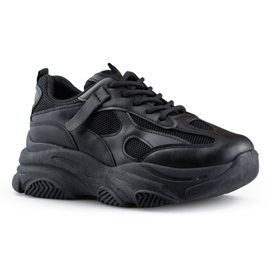 Zapatillas de mujer negras con suela gruesa. negro 2