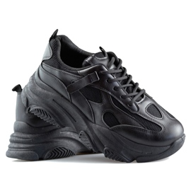 Zapatillas de mujer negras con suela gruesa. negro 3