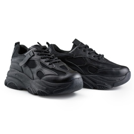 Zapatillas de mujer negras con suela gruesa. negro 1