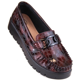 Zapatos de piel, mocasines de mujer con plataforma burdeos Filippo DP3334 negro 1