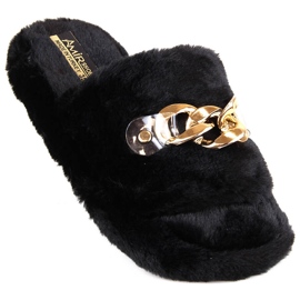 Zapatillas de estar por casa de felpa para mujer con cadena, negro T.Sokolski KAP-158 2