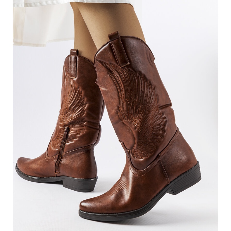 Botas cowboy marrones con estampado Olinda marrón 1 Botas cowboy marrones con estampado Olinda marrón 1