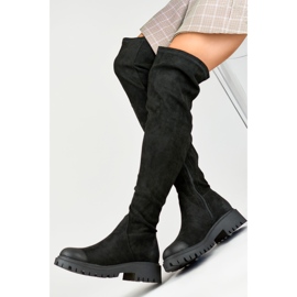 Botas negras por encima de la rodilla con parte superior elástica negro 2