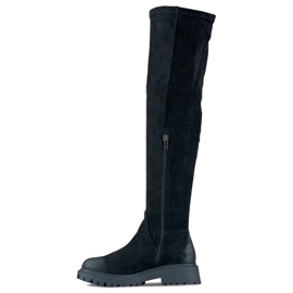 Botas negras por encima de la rodilla con parte superior elástica negro 5