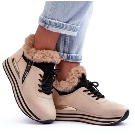 Deportivas Jamari Plataforma Beige Con Pelo 9
