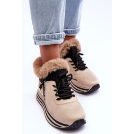 Deportivas Jamari Plataforma Beige Con Pelo 5