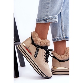Deportivas Jamari Plataforma Beige Con Pelo 7