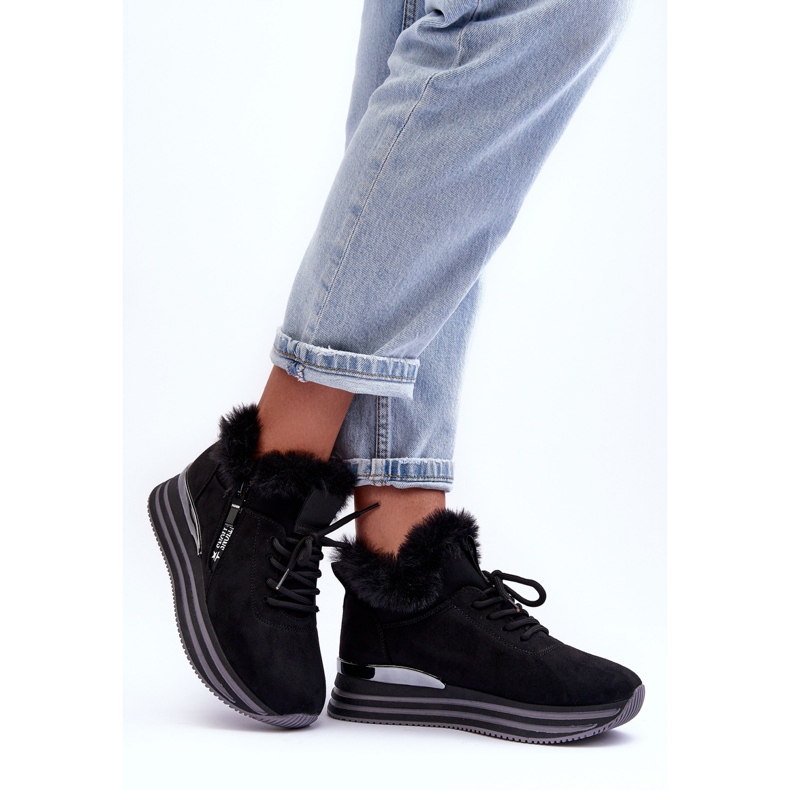 FB3 Zapatos deportivos negros con plataforma Jamarie y piel 2