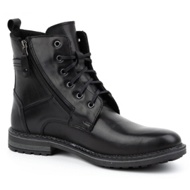 Kampol Botas de piel de invierno para hombre 155KAM, negro 9