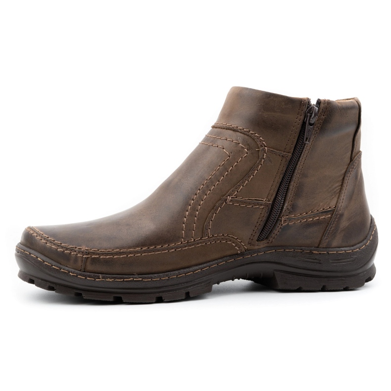 Olivier Botas de piel de invierno para hombre 354MP marrón oscuro 1