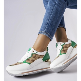 Inna Zapatillas con cuña Rouxi en blanco y verde 1