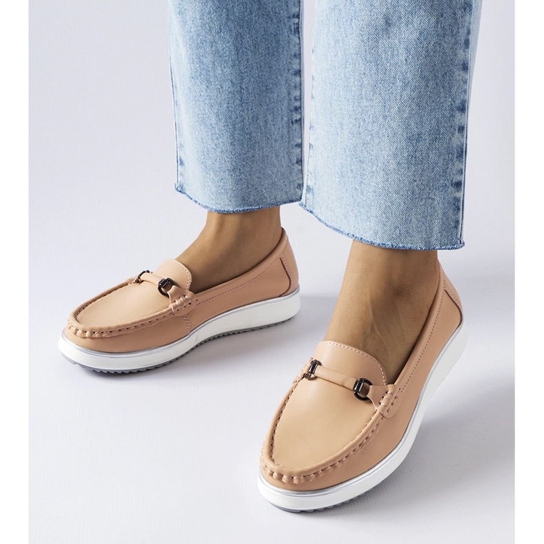 Mocasines rosas con aplicación de piel de Vinceza rosado 1