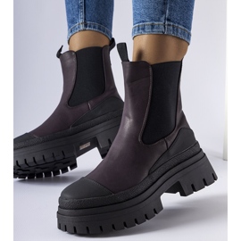 Botines sin cordones enormes en negro y morado de Wexford violeta 1