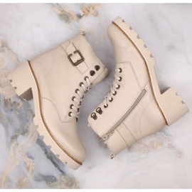Botas cómodas de piel con tacón alto y aislamiento, beige Remonte D0A74-60 11