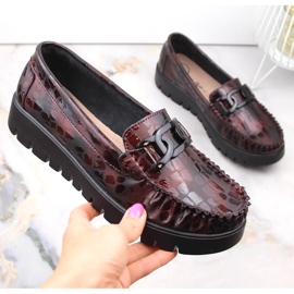 Zapatos de piel, mocasines de mujer con plataforma burdeos Filippo DP3334 negro 2