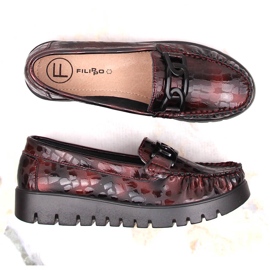 Zapatos de piel, mocasines de mujer con plataforma burdeos Filippo DP3334 negro 5