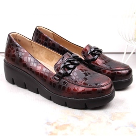 Zapatos cuña mujer piel burdeos Filippo DP4128 rojo 3
