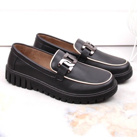 Zapatos de mujer de piel negra con plataforma y cadena, Filippo DP4728 negro 4
