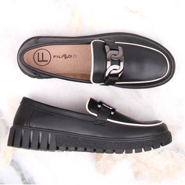 Zapatos de mujer de piel negra con plataforma y cadena, Filippo DP4728 negro 5