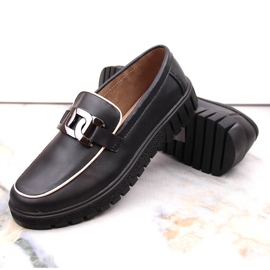 Zapatos de mujer de piel negra con plataforma y cadena, Filippo DP4728 negro 6