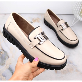 Zapatos de mujer de piel con plataforma y cadena, beige Filippo DP4728 3