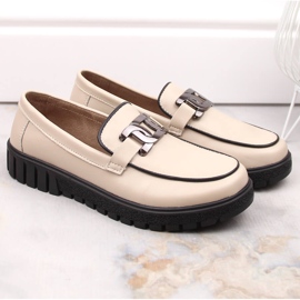 Zapatos de mujer de piel con plataforma y cadena, beige Filippo DP4728 4