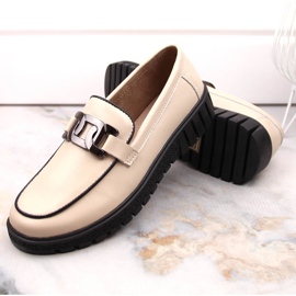Zapatos de mujer de piel con plataforma y cadena, beige Filippo DP4728 5
