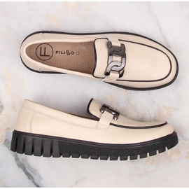 Zapatos de mujer de piel con plataforma y cadena, beige Filippo DP4728 6