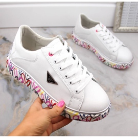 Zapatos de mujer Filippo DP4480 blancos de piel con plataforma de colores 2