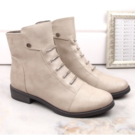 Botines de mujer brillantes y aislantes Jezzi ASA62-16 beige 2