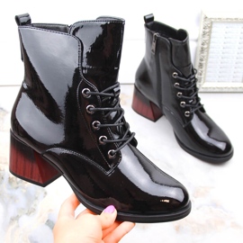 Botas de tacón alto aislantes de charol para mujer, negro Vinceza 58127 1
