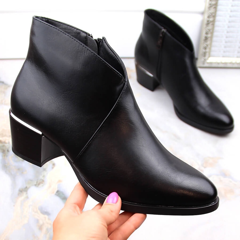 Botas cowboy de tacón alto aislantes para mujer, negro Vinceza 58125 1