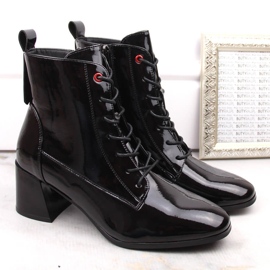 Botas de tacón alto aislantes de charol para mujer, negro Vinceza 58119 2