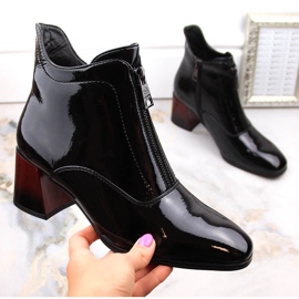 Botas de mujer de charol con tacón y cremallera, aislantes negro Vinceza 58120 1