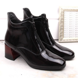Botas de mujer de charol con tacón y cremallera, aislantes negro Vinceza 58120 2