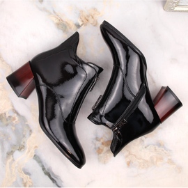 Botas de mujer de charol con tacón y cremallera, aislantes negro Vinceza 58120 3