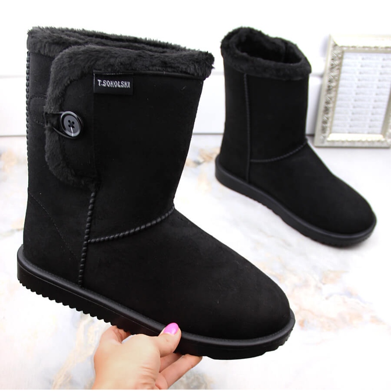 Botas de nieve esquimales de ante para mujer, negro, T.Sokolski EMU2244 1
