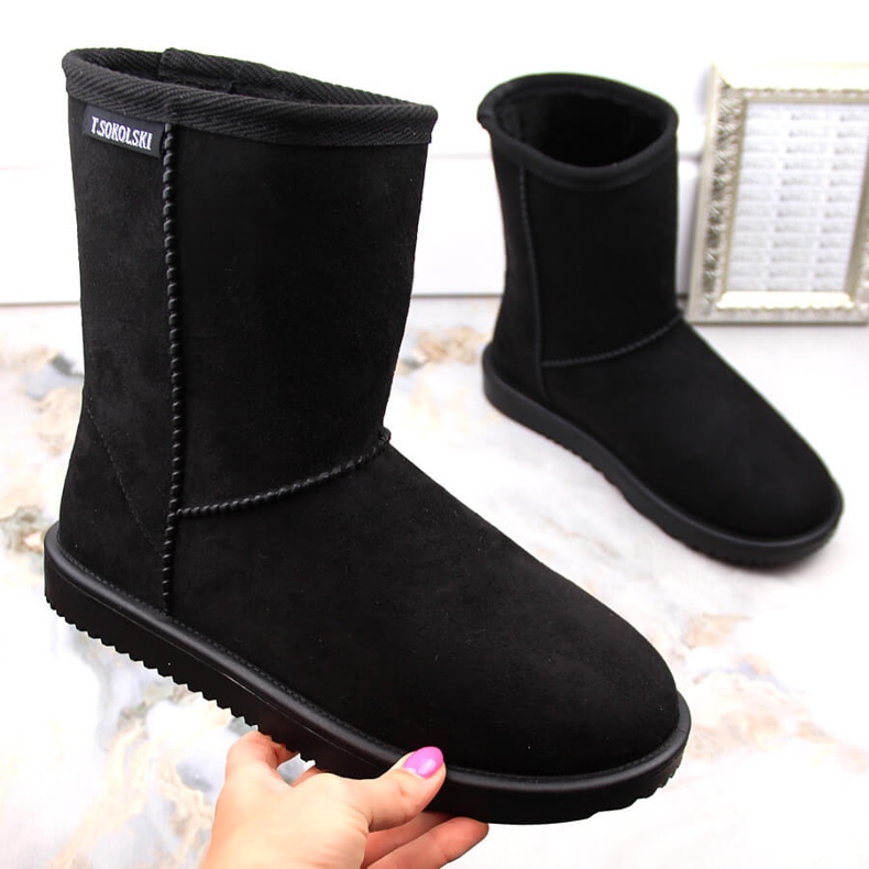 Botas de nieve sin cordones esquimales de ante para mujer, negras T.Sokolski EMU2241 negro 1