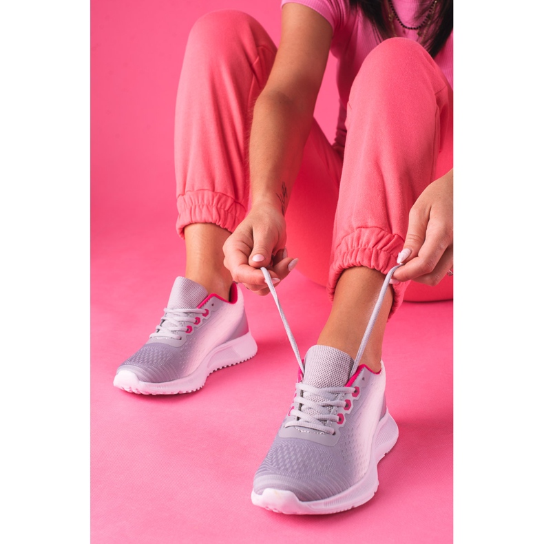 Deportivas de mujer Shelovet con cordones en blanco y gris 2