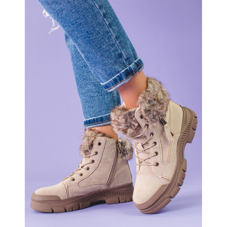 Botas de mujer beige con pelo Shelovet 1