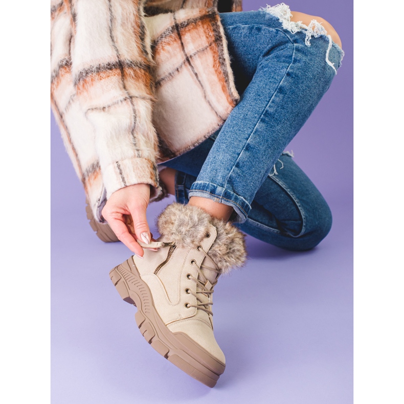 Botas de mujer beige con pelo Shelovet 2