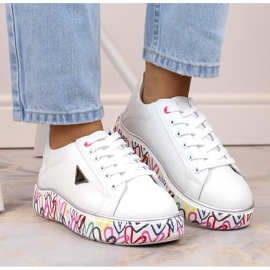 Zapatos de mujer Filippo DP4480 blancos de piel con plataforma de colores 8