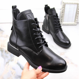 Botas de tacón plano con aislamiento para mujer, negro Vinceza 58167 1