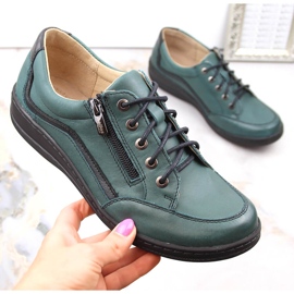 Zapatos cómodos mujer piel verde Helios 411 3