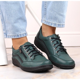 Zapatos cómodos mujer piel verde Helios 411 1