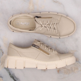 Zapatos mujer cómodos de piel con plataforma color crudo Helios 413.10 beige 4