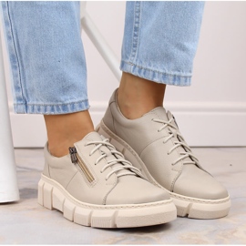 Zapatos mujer cómodos de piel con plataforma color crudo Helios 413.10 beige 8