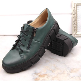 Zapatos mujer cómodos de piel con plataforma, verde Helios 413.56 5