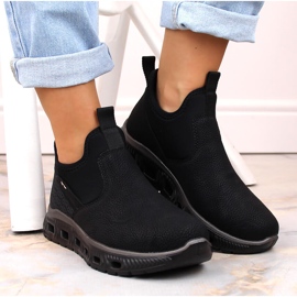 Zapatos sin cordones cómodos hasta el tobillo para mujer, negro Rieker M6053-00 17